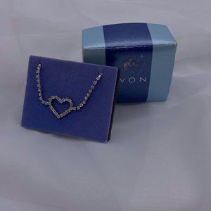 Jewelry Vintage Avon Clear Rhinestone Heart Bracelet Tagged  7 inch with 2 inch